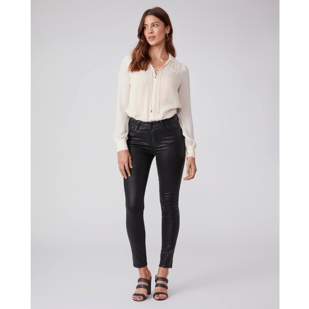 NWT Paige Black Fog Luxe Coating Hoxton Ankle 26